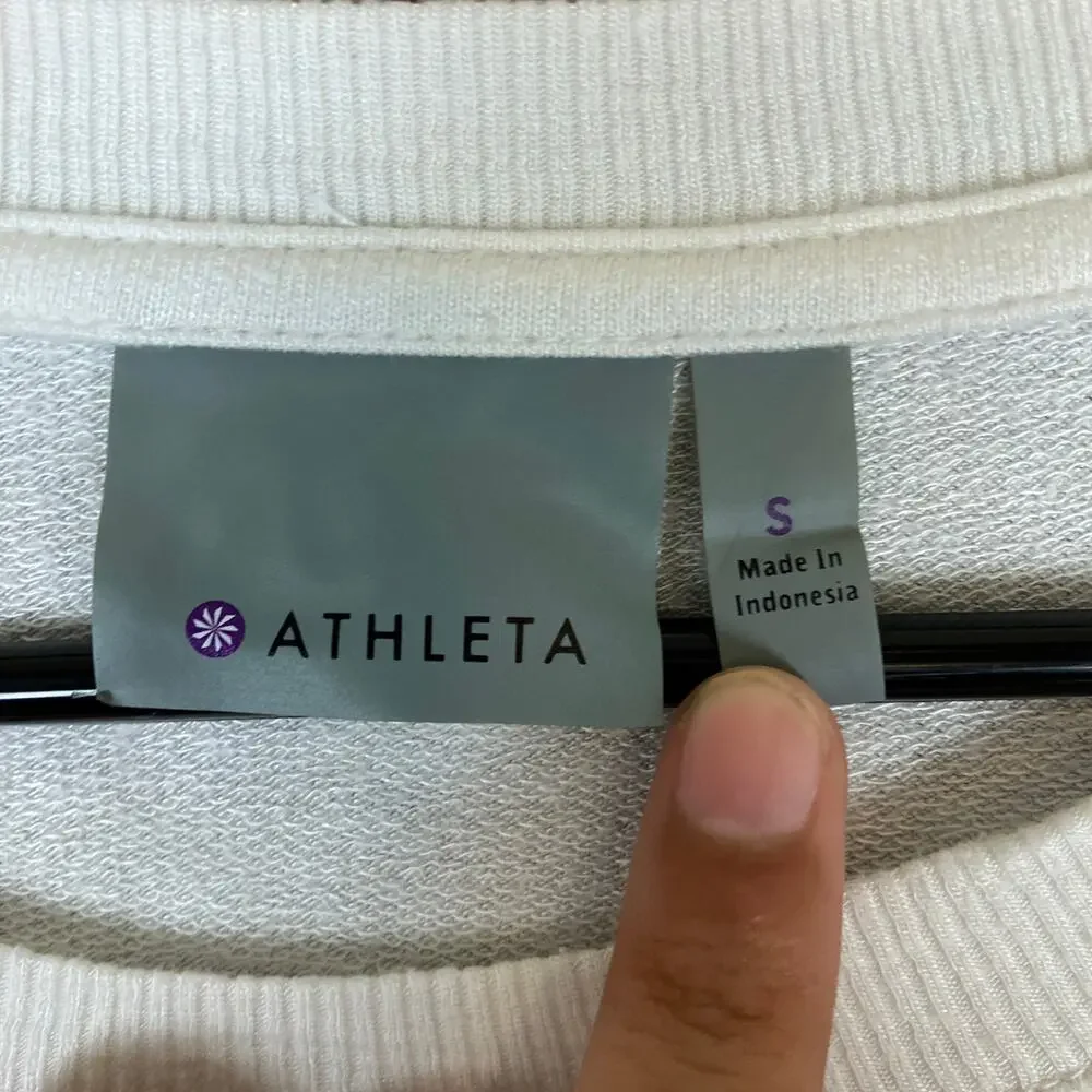 Athleta Womens Sweatshirt White Pull Over Crew Neck Long Sleeve Stretch Small - Picture 6 of 13